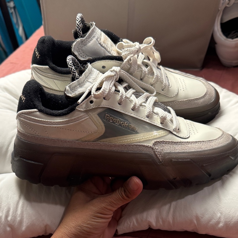 Reebok Cream and Black Athletic Shoes